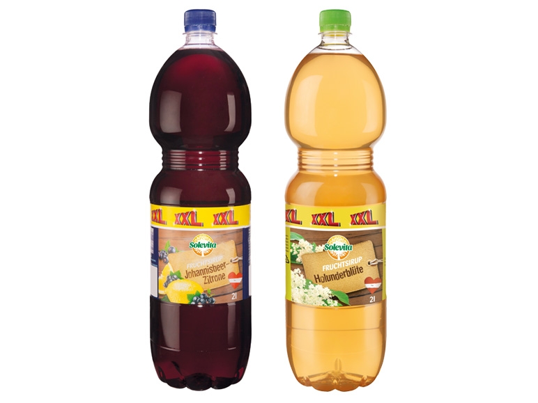 SOLEVITA Johannisbeer-Zitronensirup oder Holunderblütensirup 1,5 l + 0,5 l gratis
