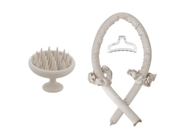 Brosse de massage pour le crâne/set de bandeau à boucles, 4 pièces