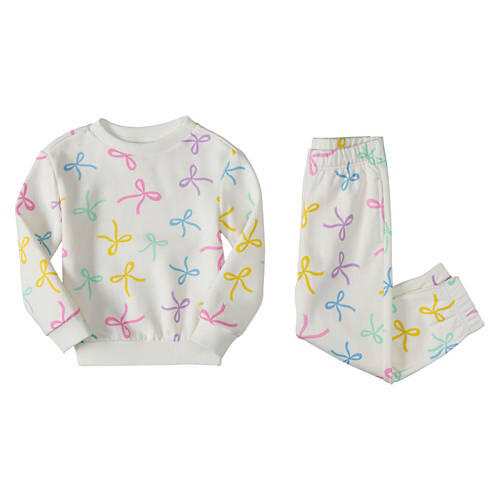Children's Sweat Set - White Bows, S