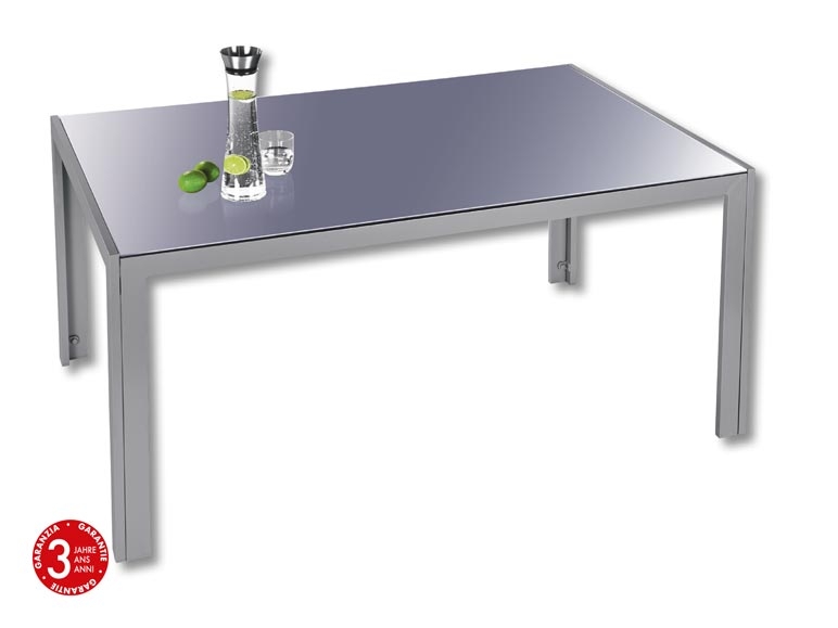 Table en verre et aluminium