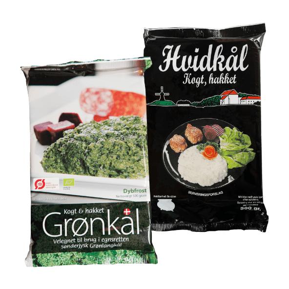 Kogt og hakket grønkål eller hvidkål