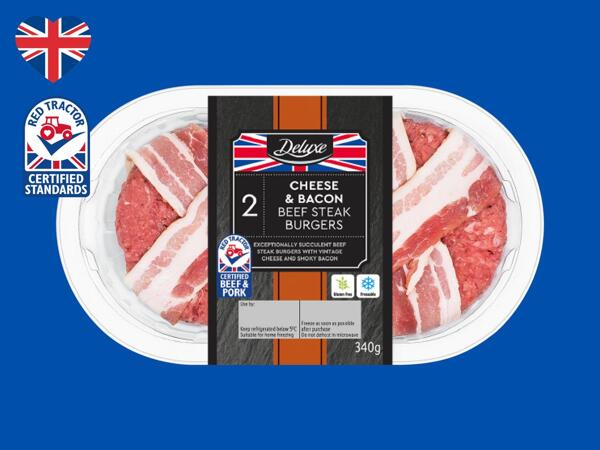 Deluxe 2 Cheese & Bacon British Beef Steak Burgers