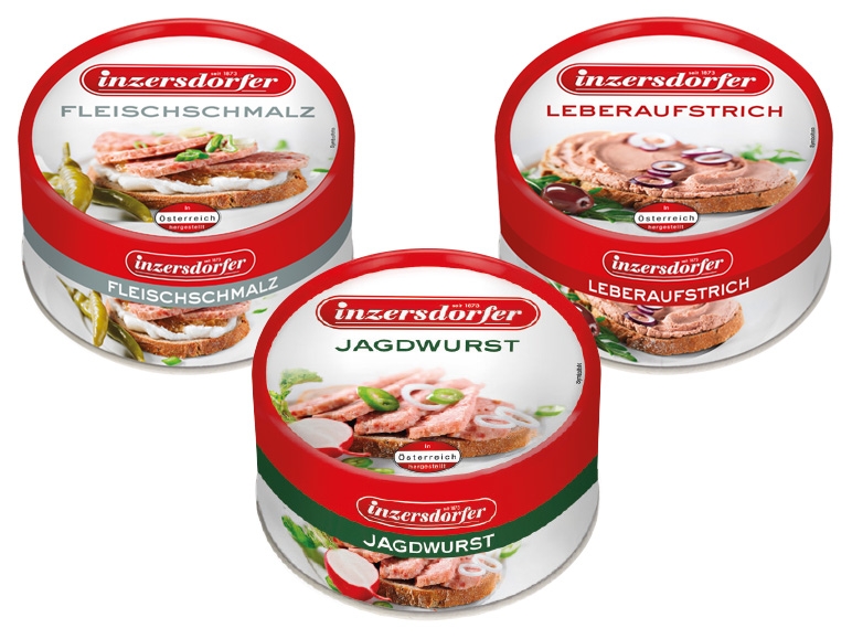 INZERSDORFER Jagdwurst, Leberaufstrich, Fleischschmalz