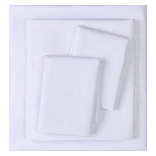 Queen Size Stripe Embossed Microfiber Sheet Set, White