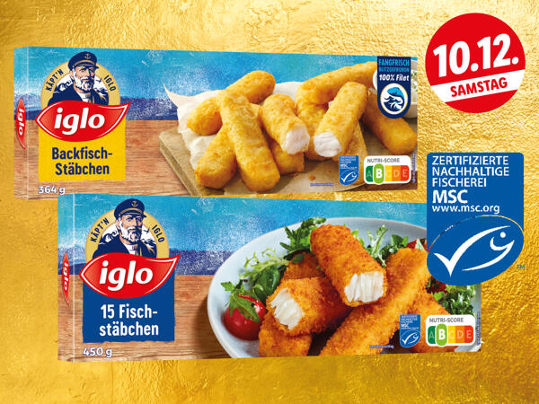 Iglo MSC Fischstäbchen oder Backfisch-Stäbchen