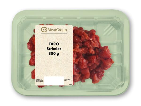 MEATGROUP/VILSTRUPGÅRD Tacostrimler, fersk gyros eller hakket dansk gris og kalv