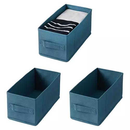 3 Pack Small Collapsible Storage Boxes, Blue