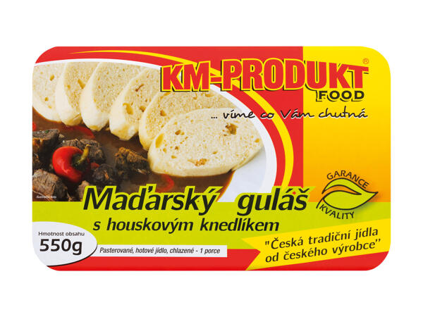 RAJSKÁ OMÁČKA S HOVĚZÍM MASEM A KOLÍNKY / MAĎARSKÝ GULÁŠ S HOUSKOVÝM KNEDLÍKEM