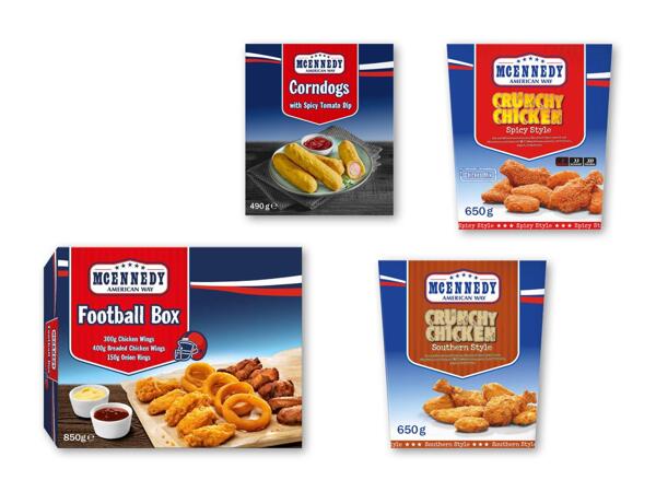 Amerikansk-inspireret snackboks, crunchy kyllingeboks eller Corndogs