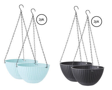Rattan Hanging Planter 2pk or Rattan Round Pot 