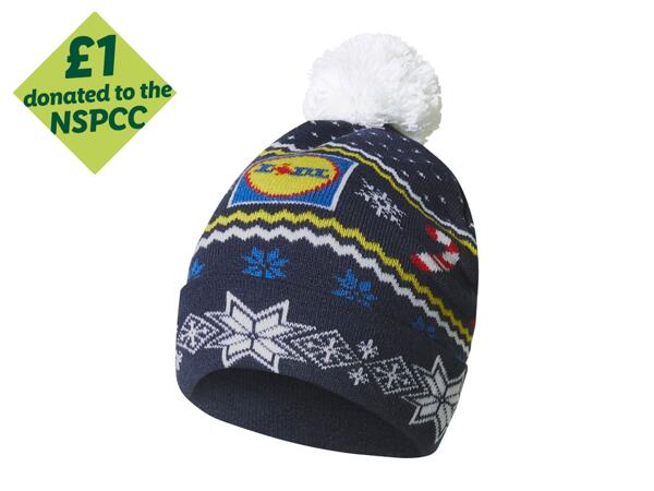 Adults' Dark Blue Lidl Knitted Bobble Hat