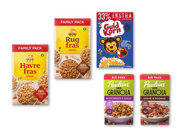 HAVREFRAS/QUAKER OATS/PAULUNS Havre- eller rugfras, guldkorn eller granola