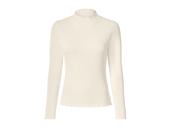 Esmara Ladies' Cream Long Sleeve Ribbed Tops - 2 Pack