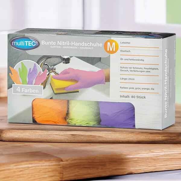 Bunte Nitril-Handschuhe 80er-Pack
