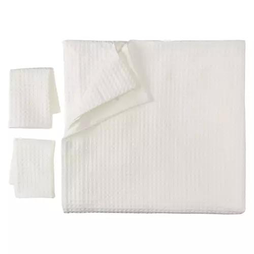 3 Piece King Size Duvet Cover Set - White Waffle