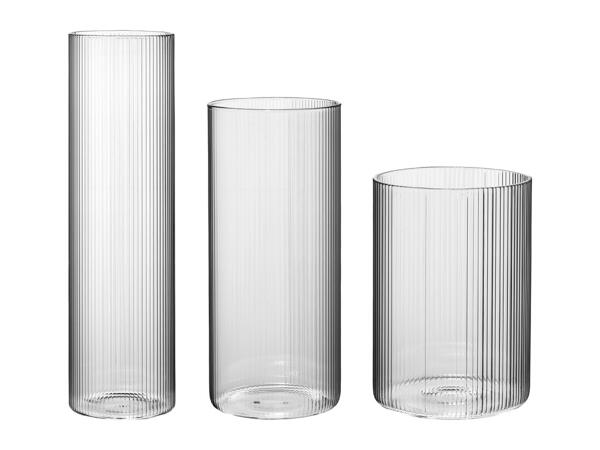 Livarno Ribbed Glass Vase Set - 3 Pieces