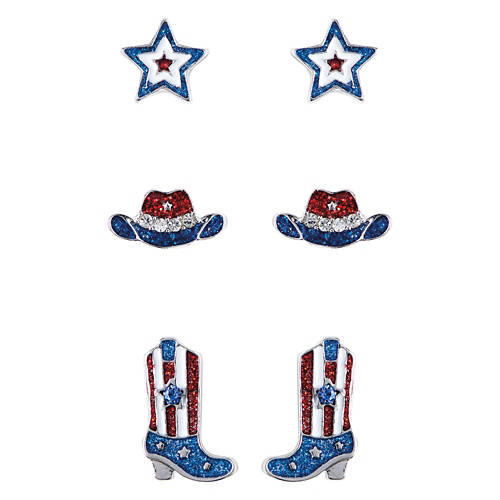 3 Pack Cowboy Earrings