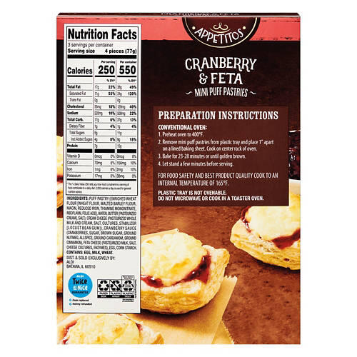 Cranberry & Feta Mini Puff Pastries, 12 count
