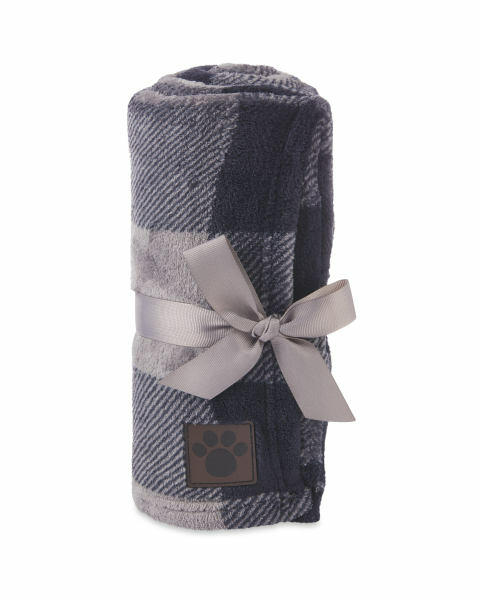 Charcoal/Navy Check Soft Pet Blanket