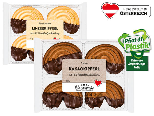 Linzer­kipferl hell/Kakao­kipferl