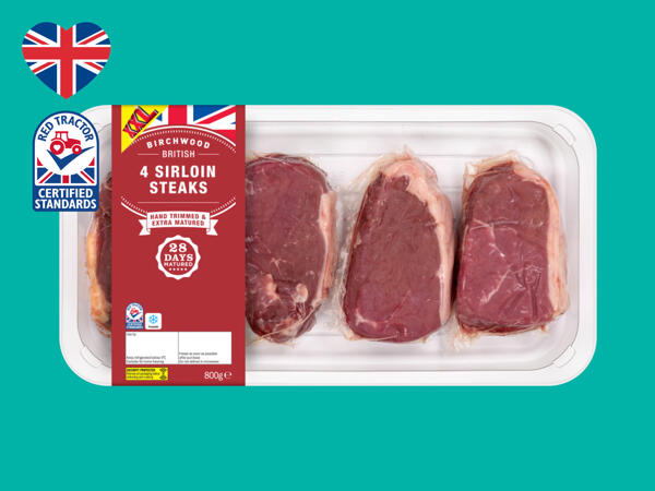 Birchwood 4 British Beef 28-Day Matured Sirloin Steaks