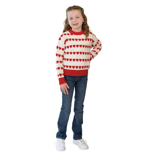 Children's Valentine's Day Sweater - White, M