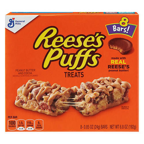 Peanut Butter & Cocoa Flavored Reese's Puffs Treat Bars, 8 count