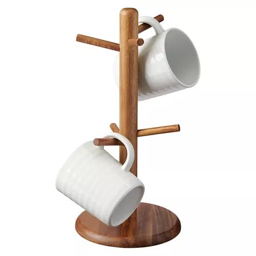 Acacia Wood Kitchen Tree Mug Holder