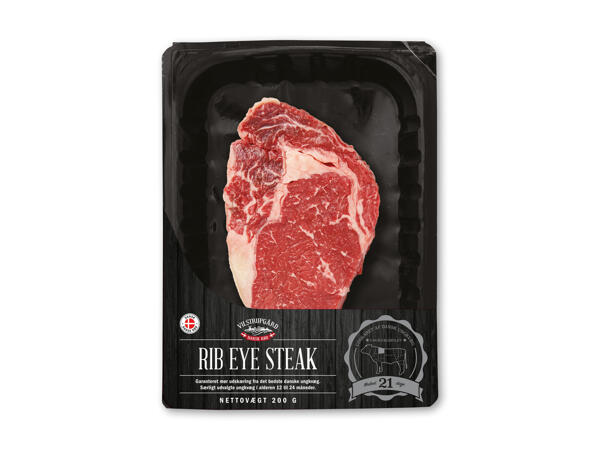 Dansk højrebsbøf eller ribeye steak