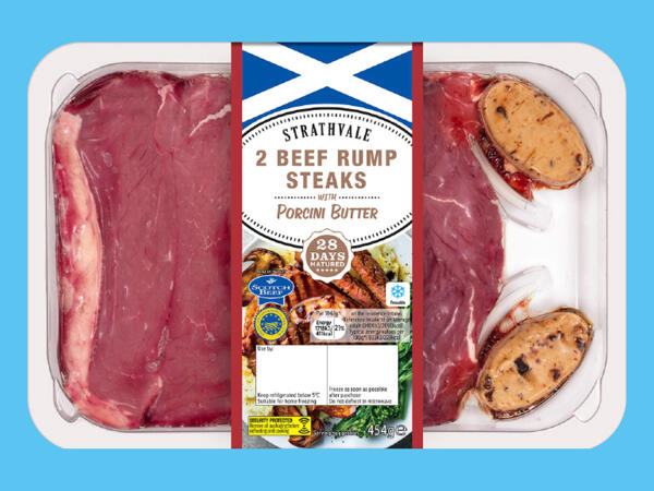2 Beef 28-Day Matured Rump Steaks with Porcini Butter