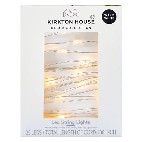 108" Long Warm White LED String Lights with Silver Wire