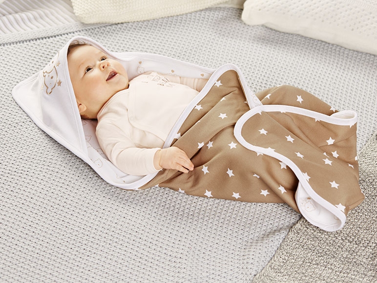 LUPILU 2 Organic Cotton Baby Swaddle Blanket with Hood