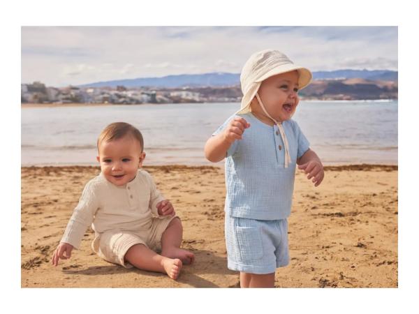 LUPILU Beige Baby Muslin Outfit - 2 Piece Set
