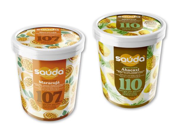 Ananas eller passionsfrugt sorbet