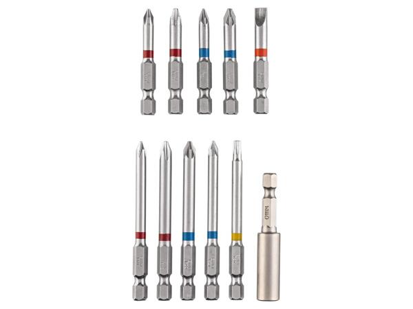 Drill bit set or bit set, 11 pieces