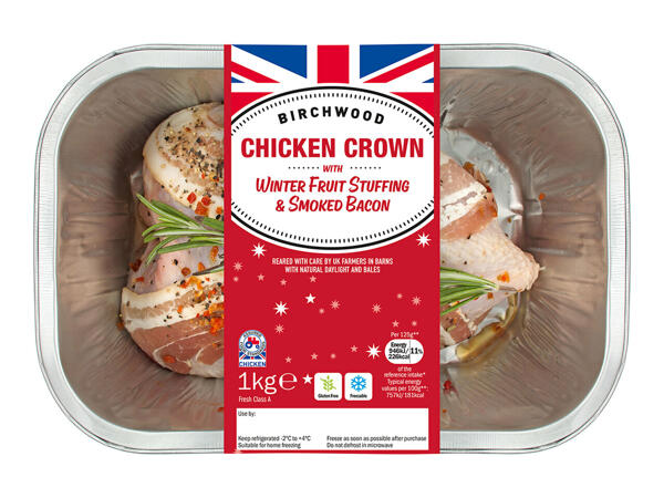 Birchwood Chicken Crown with Winter Fruit Stuffing & Smoked Bacon