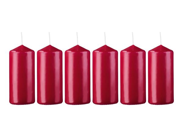 Livarno Home Burgundy Small Pillar Candles - 6 Pack