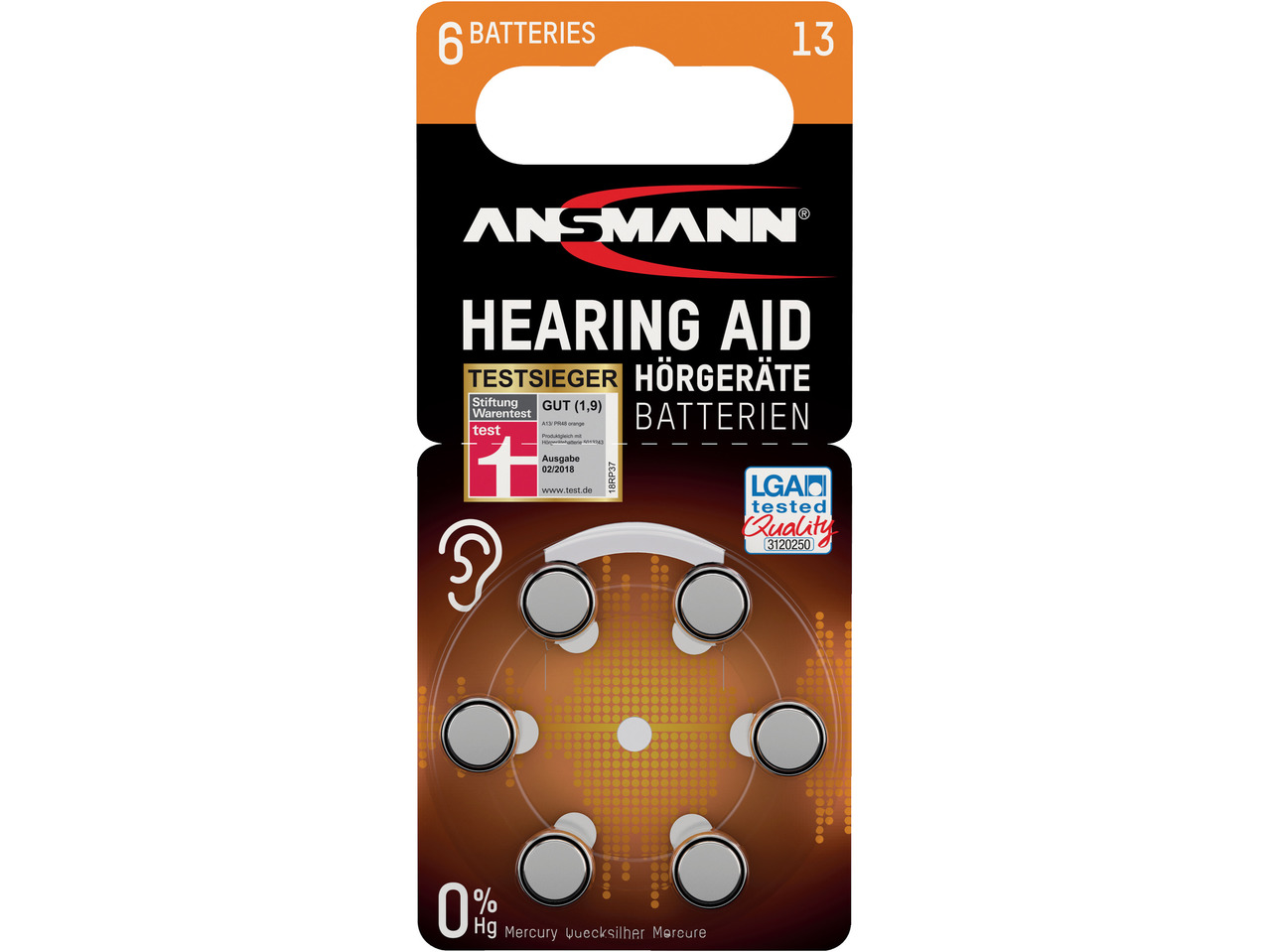 Hearing Aid Batteries 6 pack