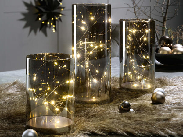 Porta lumini a LED, 3 pezzi
