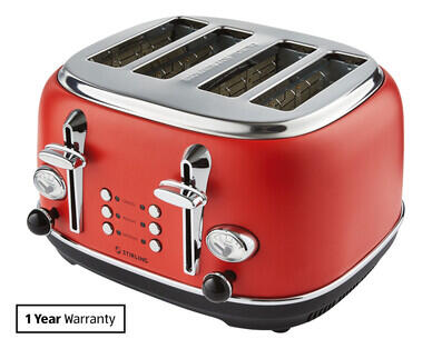 Designer 4 Slice Toaster - Red or Blue