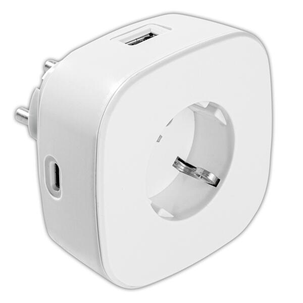 2-fach USB + 1-fach USB-C Steckdosenadapter