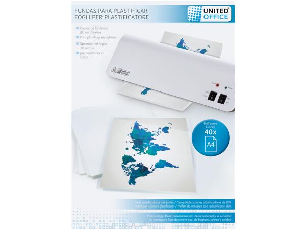 Laminating Pouches A4, 40 pieces or A5, 40 pieces + 10x15cm, 80 pieces Glossy