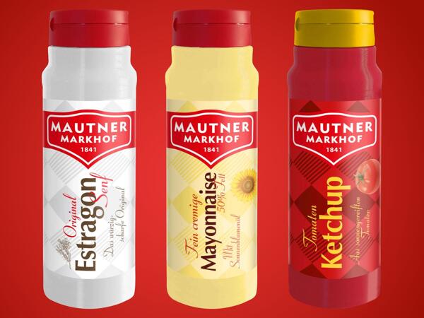 Mayonnaise, Estragon Senf oder Tomatenketchup