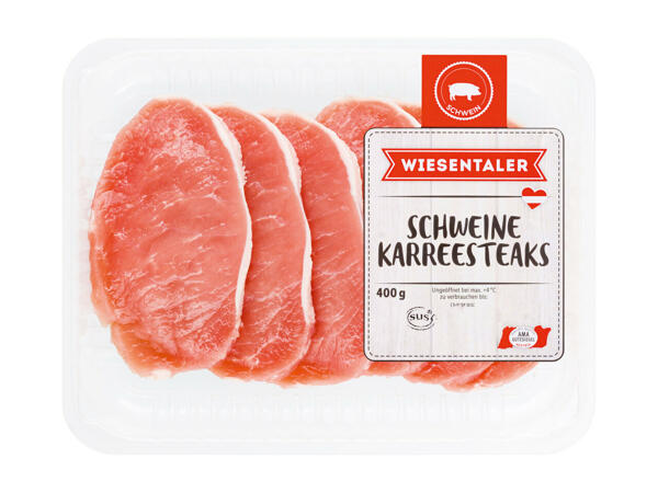Frische Schweine-Karreesteaks