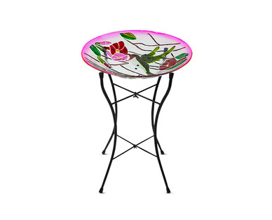 Gardenline Glass Bird Bath With Stand