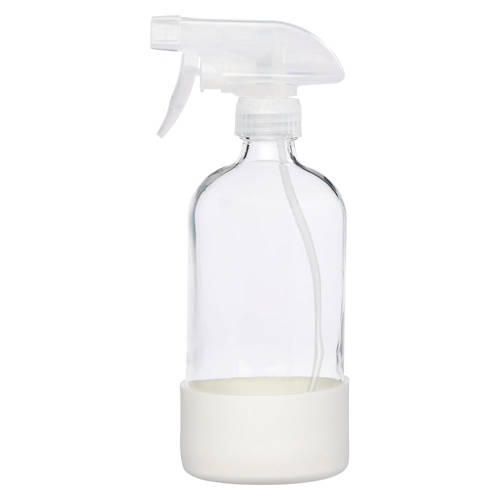 Clear Glass Spray Bottle, White