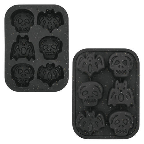 Halloween Cakelet Pan - Bat/Skull, Black