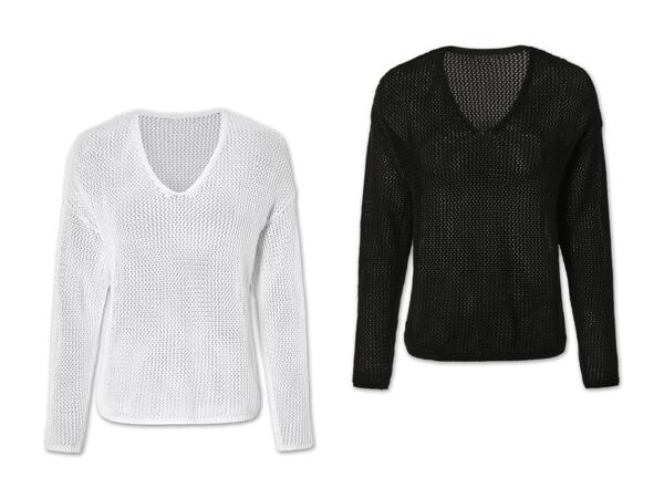 Damen Lochstrick-Pullover