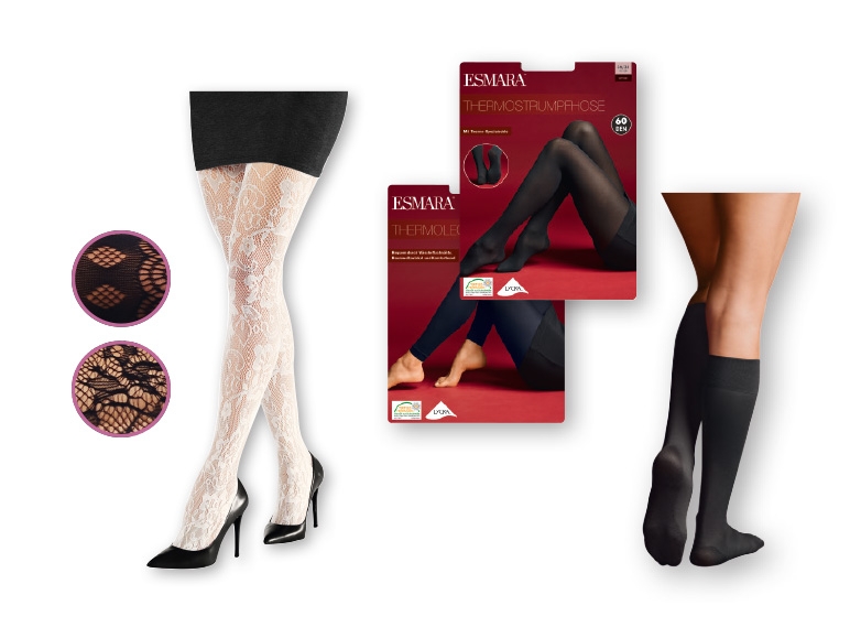 Esmara Ladies' Tights/Leggings with Lace Effect/Knee High Socks