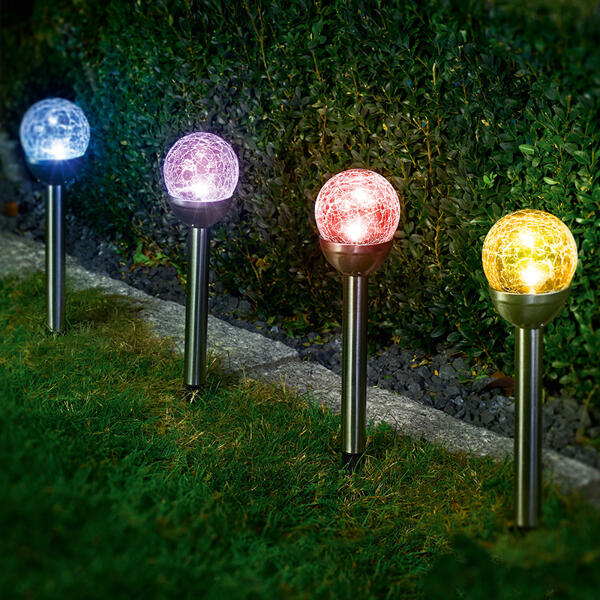 XXL-LED-Solar-Kugel 4er-Set "Crashglas"